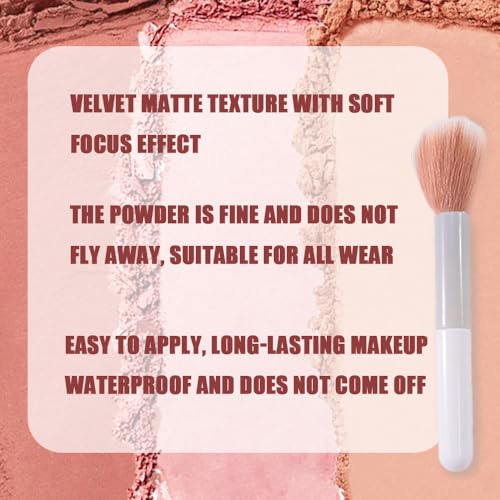 HHLTOH 3-Color Matte Blush Palette with Brush - Contour & Bronzer Makeup Set