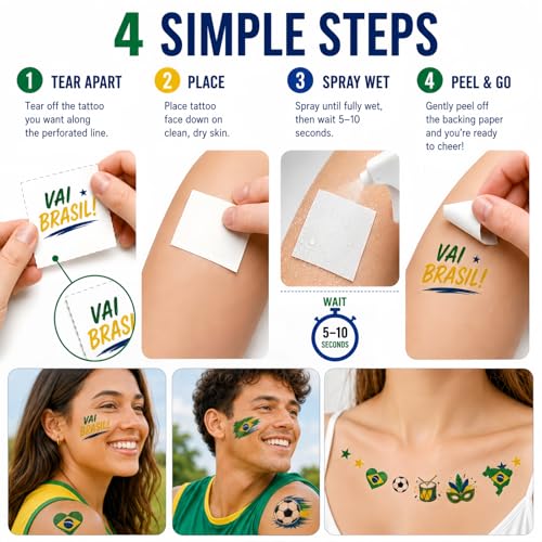 World Cup Temporary Tattoos - 22 Soccer Fan Designs, Waterproof
