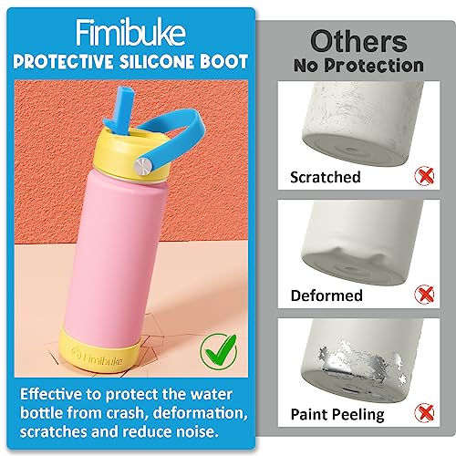 Fimibuke Kids Insulated Water Bottle - 18oz BPA-FREE 18/8 Stainless Steel Kids Cup with Straw Travel Tumbler Double Wall Vacuum Leak Proof Toddler Water Bottle for School Boys Girls(1 Pack, Mint)