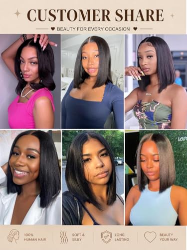 UNICE 12-Inch Yaki Straight Bob Human Hair Glueless Wig