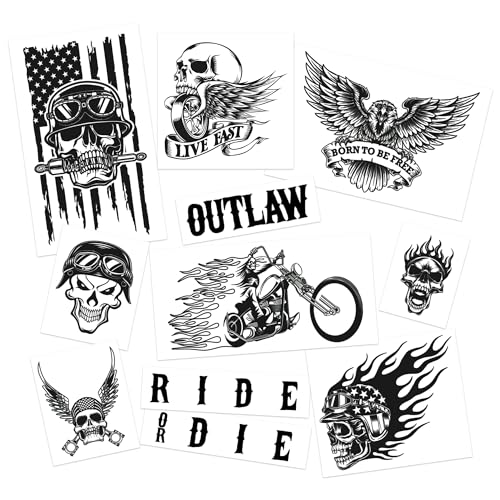 Biker Temporary Tattoo Kit – 11 Realistic Face & Body Tattoos
