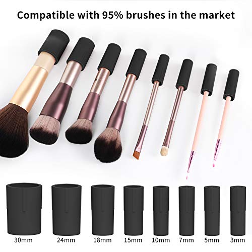 Senbowe Black Electric Makeup Brush Cleaner & Dryer Machine - Fast Deep Cleaning & Drying, Fits All Sizes with 8 Rubber Collars