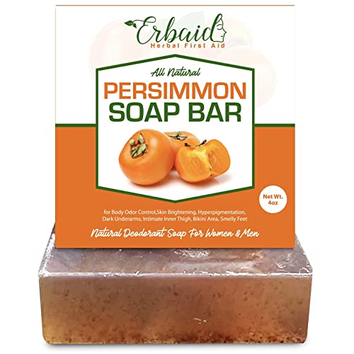 Persimmon Soap Bar for Body Odor Control – Purifying Deodorizing Body Wash with Japanese Persimmon & Green Tea Extract for Eliminating Nonenal Body Odor – Deodorant Soap Great for Skin Brightening