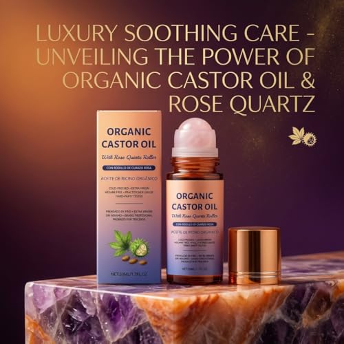 Organic Castor Oil with Rose Quartz Roller - 1.7oz