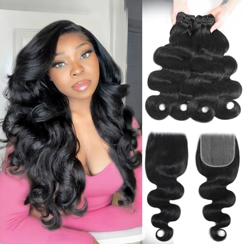 Body Wave Bundles with 5x5 HD Lace Closure - 4 Bundles Brazilian Virgin Hair