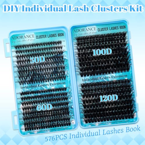 Adorance Lash Clusters Kit 576pcs – DIY Eyelash Extensions with Bond