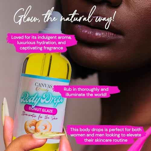 Canvas Beauty Body Drops, Glazed Donut - With Coconut Oil, Jojoba Oil & Vitamin E