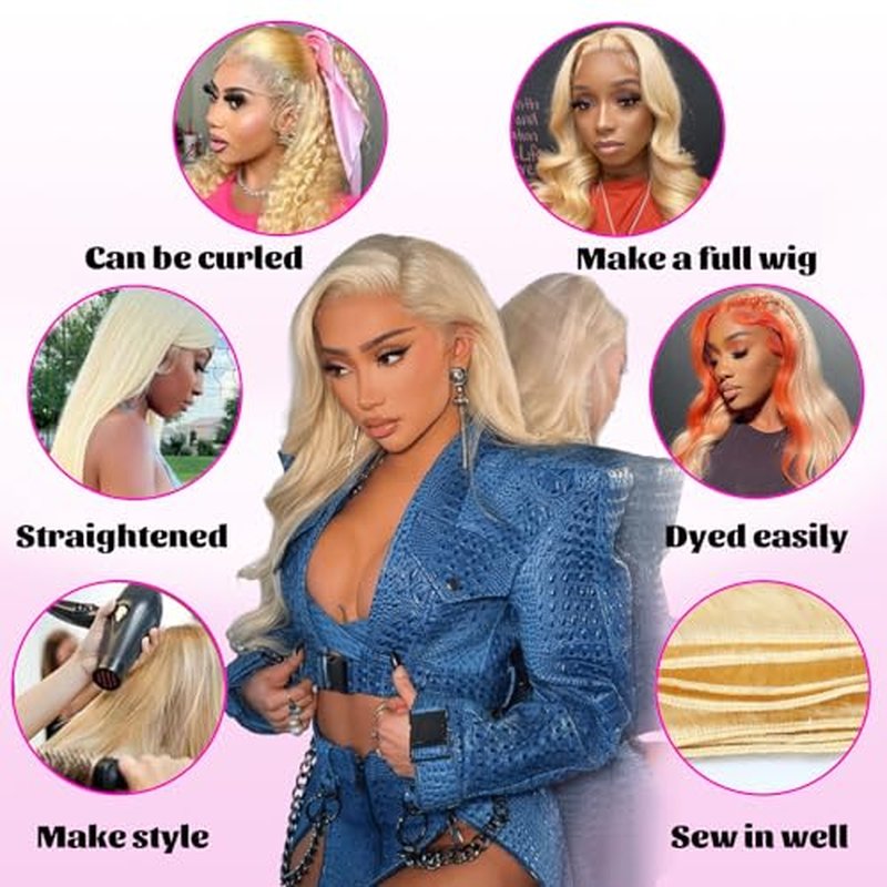 12 Inch 613 Blonde Body Wave Human Hair Bundles