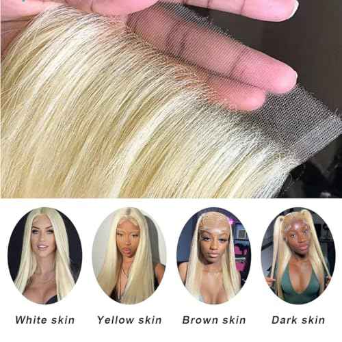 613 5x5 Hd Lace Closure Straight 20 Inch Hd Lace Transparent Deep Part 55 613 0.11mm Ultra-Thin Invisible Skinlike Blond Color 12a Grade Straight Human Hair Pre Plucked With Baby Hair Free Part