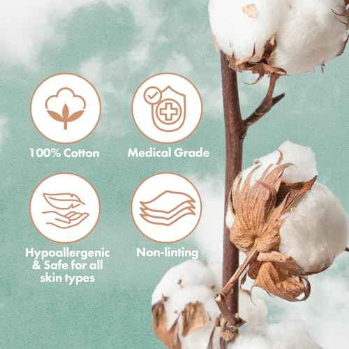 Intrinsics Cotton Naturelles (160 Count) - 2¡± Medium-High Absorbency Cotton Rounds, Lint-Free Hypoallergenic Cotton Pads, for Makeup Removal, Cleansing & Cosmetic Application