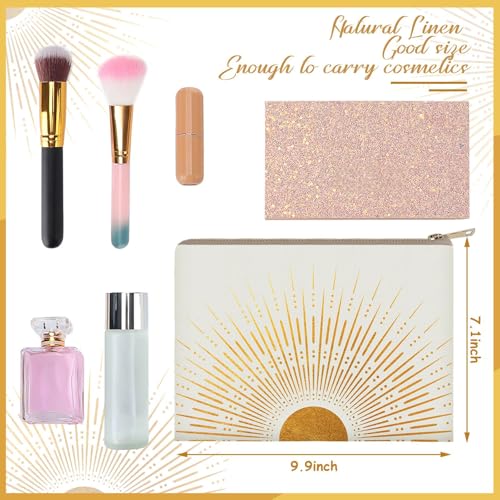 Pinkunn 10 Pcs Sunshine Ray Makeup Bag Organizer Mother's Day Boho Cosmetic Bag Cute Makeup Pouch Zipper Make up Small Cosmetic Pouch for Travel Accessory for Women Girls Travel