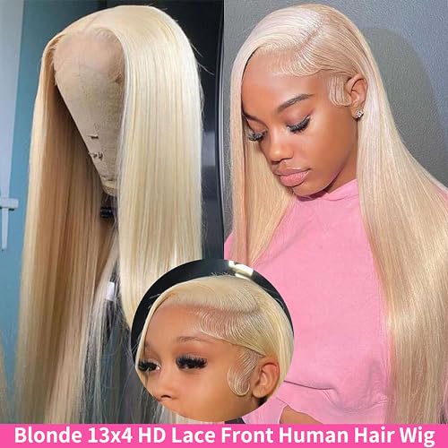 Blonde 613 Lace Front Wig Human Hair 13x4 HD Straight 26"