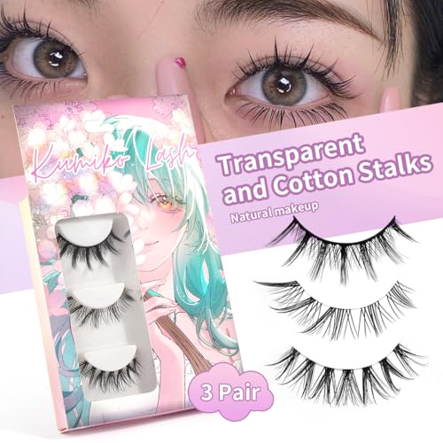 Kumiko Handmade Manga Lashes 3-Styles Douyin False Eyelashes Manhua Lashes, Cat Eye, Anime Lashes, Fake Lashes - Japanese Korean Wispy Lashes, Kawaii, Fairy, Trendy Idol lashes