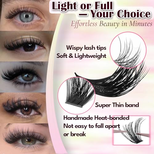 Cluster Lashes Extension Kit - 100P DIY Wispy with Bond & Remover