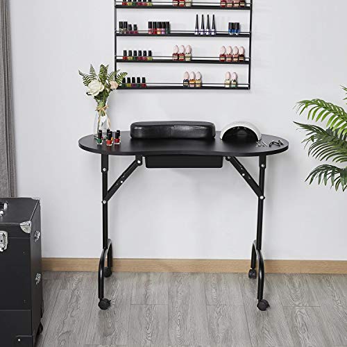 Yaheetech 37-inch Portable Manicure Table Foldable Nail Desk
