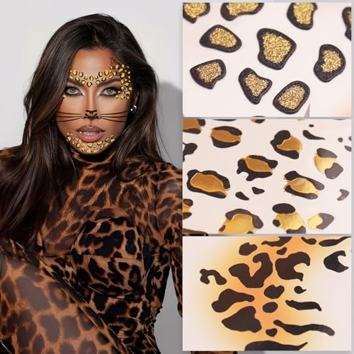 Cheetah Face Stickers Temporary Tattoos for Halloween Costume