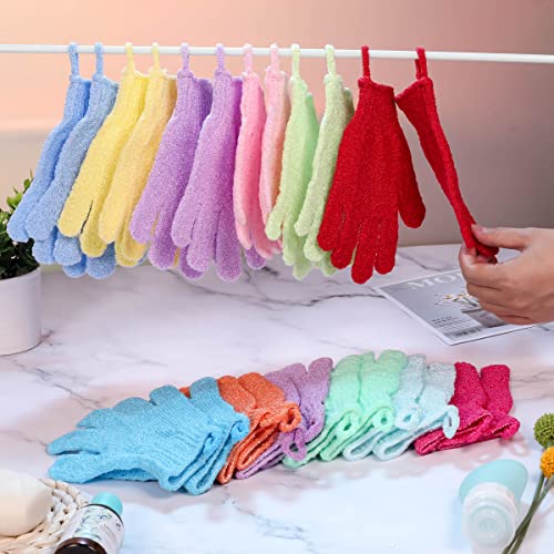 Exfoliating Shower Gloves 24 Pcs with Hanging Loop