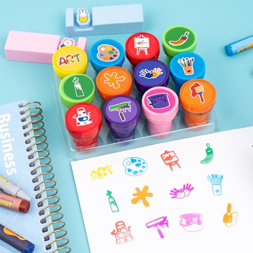 36-Piece Art Party Favors Set - 24 Temporary Tattoos & 12 Stamps