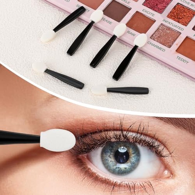 50 Pcs Double-Sided Eyeshadow Applicators - Reusable Makeup Tools
