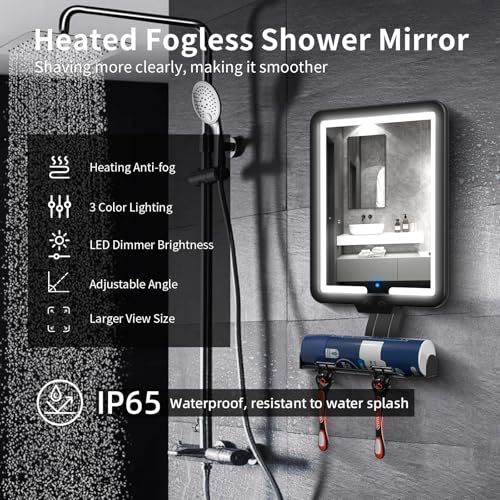 Heated Fogless Shower Mirror 9.5x7" with LED Light