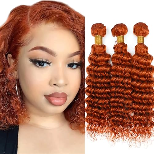 Ginger Deep Wave Human Hair Bundles - Color 350, 3 Pack (8-12 Inch)