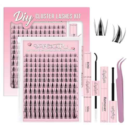 Fairy Lash Clusters Kit Spiky Manga Lash Clusters D Curl 144Pcs 8-18mm Lash Extension Kit Wispy Invisible Band Lashes Kit with Bond and Seal,Remover,Applicators DIY at Home(Fairy)