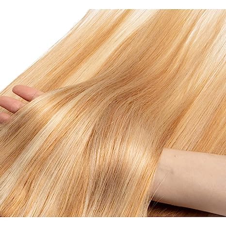 Fridnae 3-Pack Brazilian Virgin Remy Straight Hair Bundles Ombre Blonde 18-22 Inch