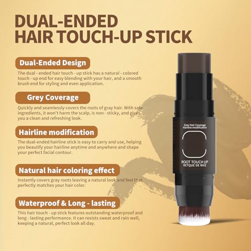 Gowwim Dark Brown Root Touch Up Powder 7.5g Waterproof & Sweatproof Hair Cover for Thinning & Gray Hair