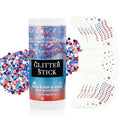Patriotic Glitter Set - Red White Blue Glitter Stick & Face Tattoos