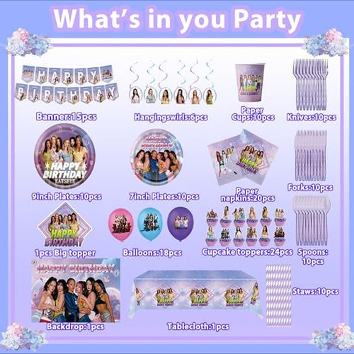 156 Pcs Birthday Party Decorations Set for 10 Guests