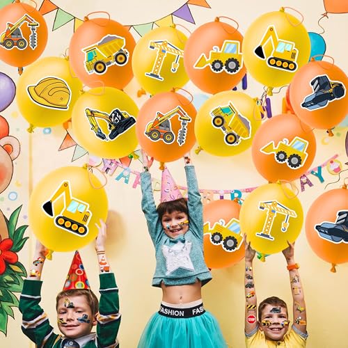 Construction Party Favors - 72 PCS Combo Pack with Balloons & Tattoos