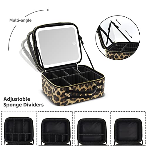 LED Makeup Case with Light Mirror & Adjustable Dividers