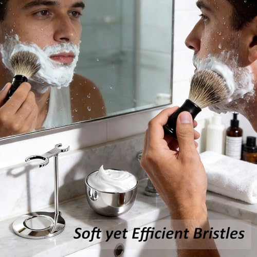 GRUTTI Shaving Brushes Kit For Men, 3 In 1 Shaving Brush Set Includes Shaving Brush, Shaving Bowl, Razor, Shaving Stand