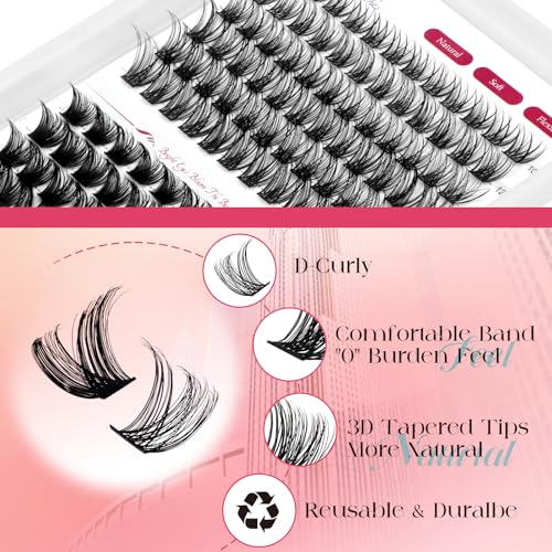 FADVAN D-Curl Wispy Lash Clusters - 132PCS DIY Eyelash Extensions