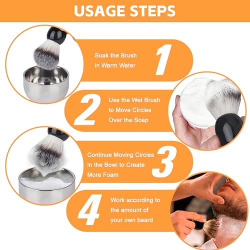 2 in 1 Shave Cup with Stand Holder Set Stainless Steel Shaving Bowl with Shaving Stand Brush Holder Set Razor Brush Bowl Grooming Tool for Men Beard Care and Cleaning