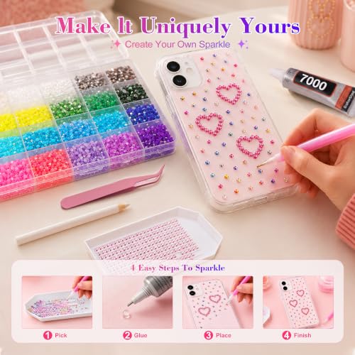 Redtwo 45,000 Pc Flatback Rhinestones Kit with Glue & Tools