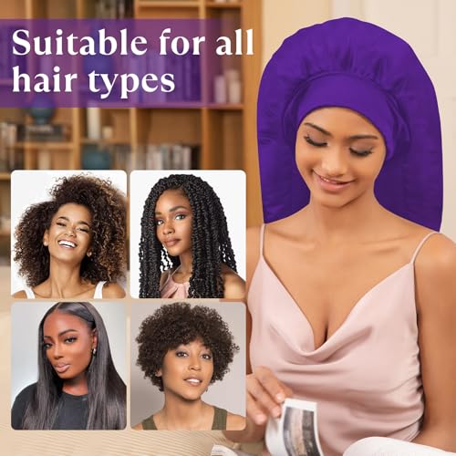 Amzpic Purple Heat Cap for Deep Conditioning Hair Steamer with 10-Level Temperature