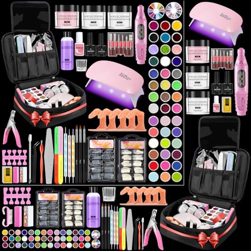 Complete Acrylic Nail Kit with 20000RPM Drill, UV Lamp & Storage Bag