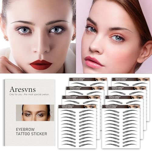 Eyebrow Tattoo 88 Pairs,4D Tattoo Eyebrow,Popular Black Fake Eyebrows,Realistic Eyebrow Transfers Sticker,Suitable Sizes,Waterproof and Long-Lasting 3-5 Days