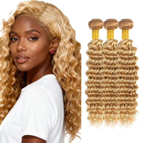 613 Blonde Human Hair Bundles Deep Wave 22-26 Inch