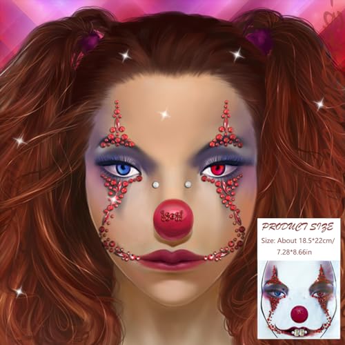 Day of the Dead Face Gems Tattoo Stickers - 2 Pack Rhinestone Skull