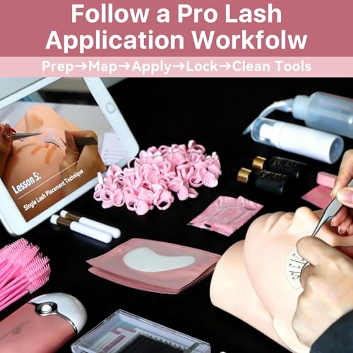 Pretty memory Eyelash Extension Kit with Training Course, PDF Guide & Certificate ? Complete 446 Pcs Lash Practice Set with Mannequin Head, Glue, Tweezers, Fan, Primer & Bonder for Beginners