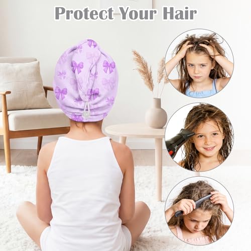 Microfiber Hair Towel Wrap 2-Pack Quick Dry Turban for Kids