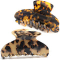 Fsmiling 2 Pack Large Hair Claw Clips - Tortoise Shell Design