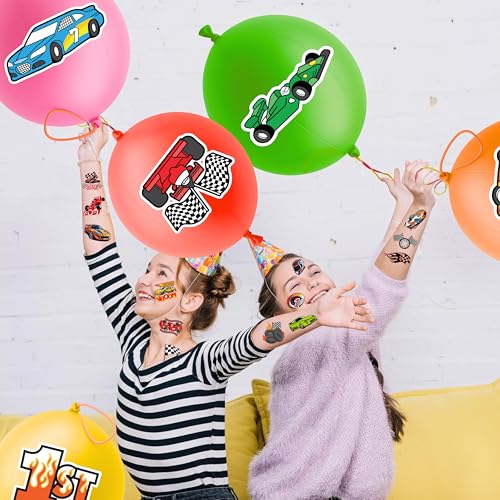 72PCS Race Car Party Favors for Kids - Car-Themed Party Supplies with 48 Pre-cut Temporary Tattoos & 24 Punch Balloons, Birthday Gifts, Goodie Bag Fillers, Classroom Rewards & Decorations
