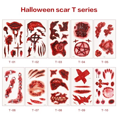 Fake Blood Kit Halloween Tattoo Stickers Wound Gauze (Blood+Tattoo T)