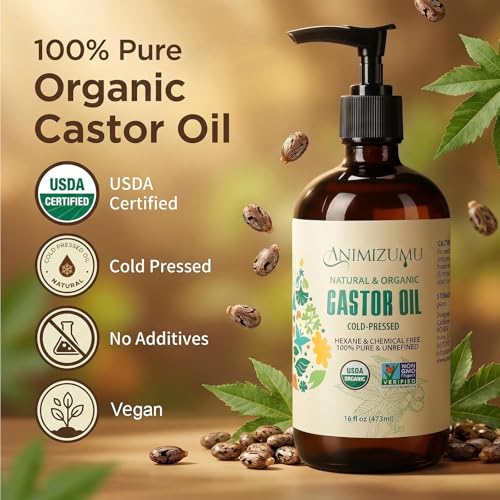 USDA Organic Cold Pressed Castor Oil - 100% Pure 16oz
