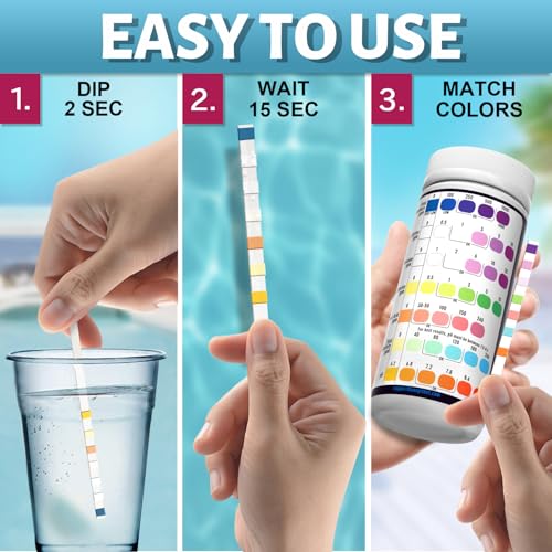 EASYTEST 7-in-1 Pool Test Strips - 150 Water Testing Strips for Hot Tub & Spa