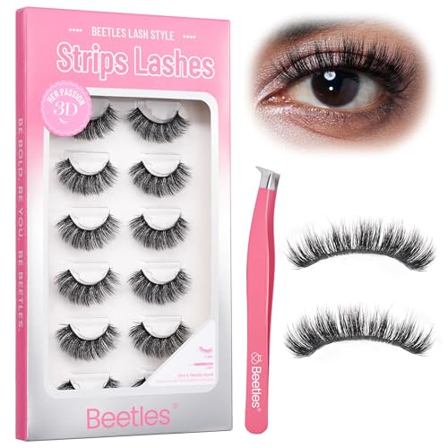 Beetles False Eyelashes 7 Pairs 12-16mm C Curl 3D Strip Lashes