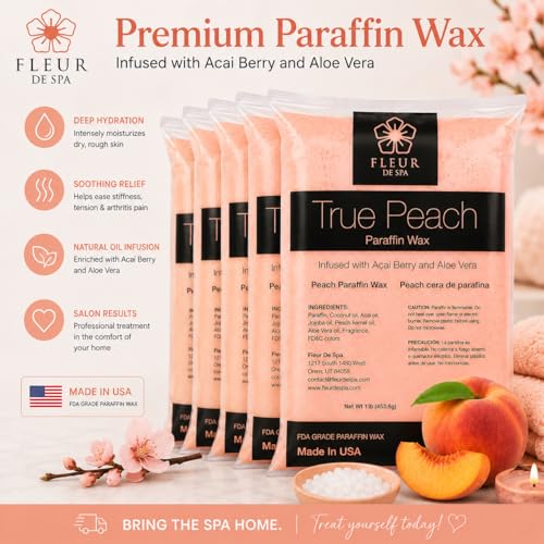 Fleur De Spa Paraffin Wax Refills - Peach Fragrance, 6 lb (Six 1 lb Bars)